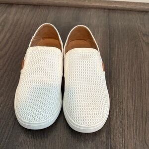 OluKai White Mesh Slip-On Loafers